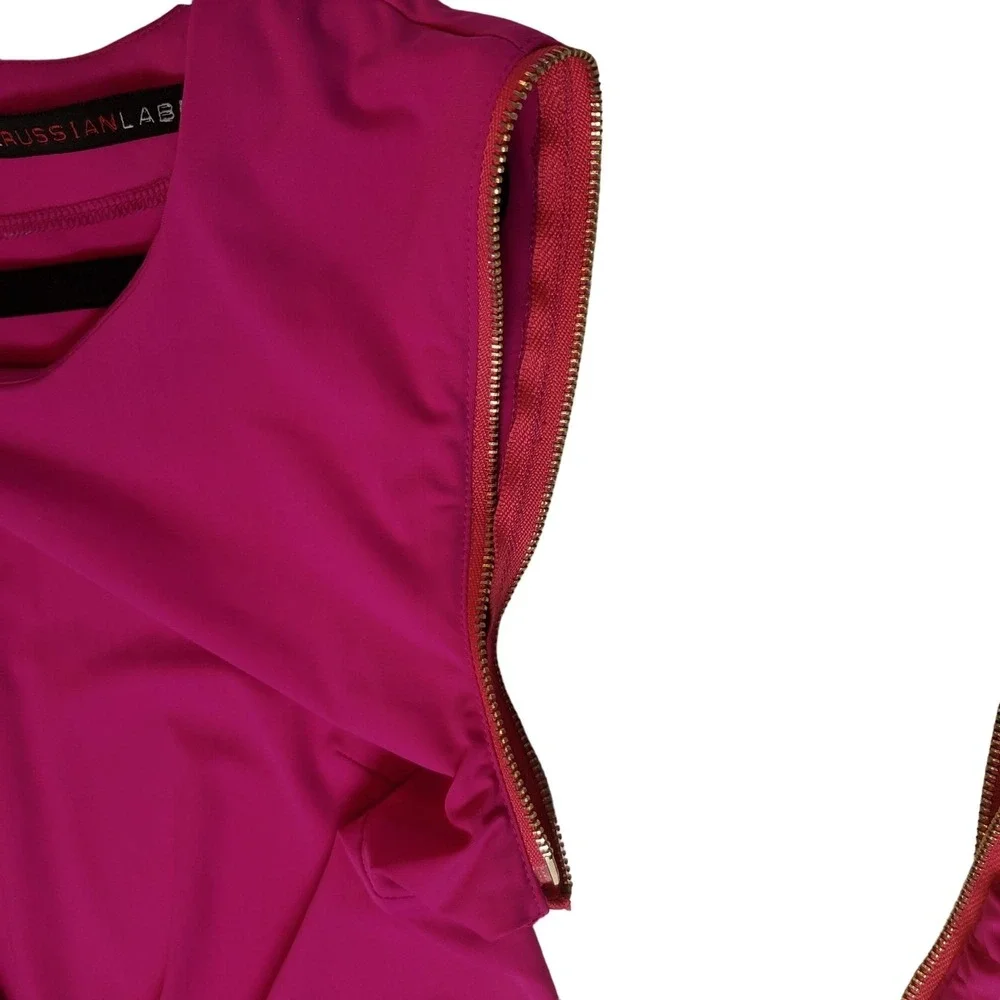 Black Russian hot pink dress size Medium removable sleeves Knee Length‎